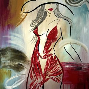 LADY IN RED, 60 x 80 cm